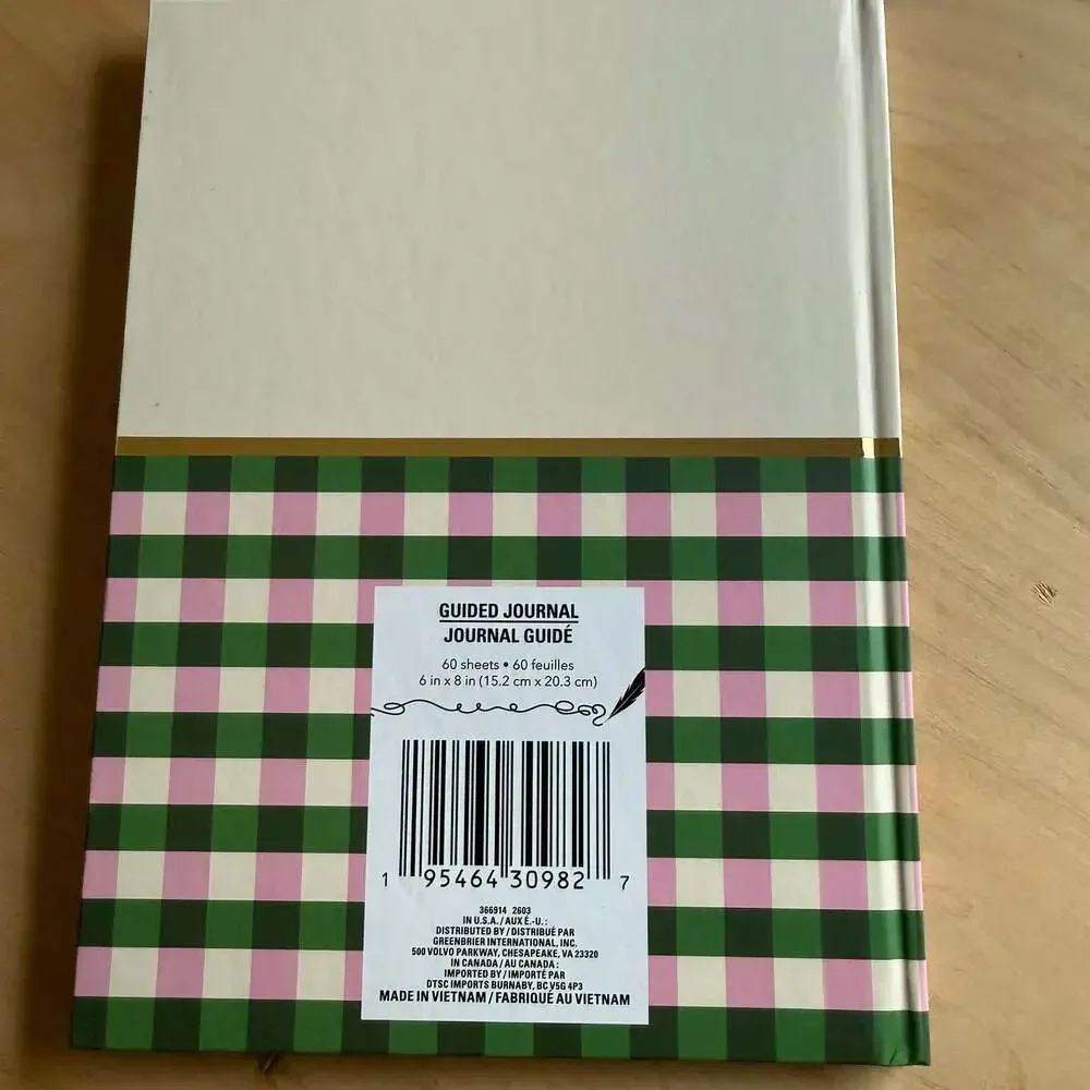 Always Growing A Wellness Journal Hardcover Green Pink Gingham